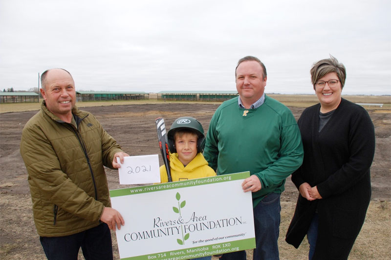 RACF director Ed Shaw made the grant presentation to active player Bentley Quane, RBA executives Aaron Tycoles and Marci Quane.