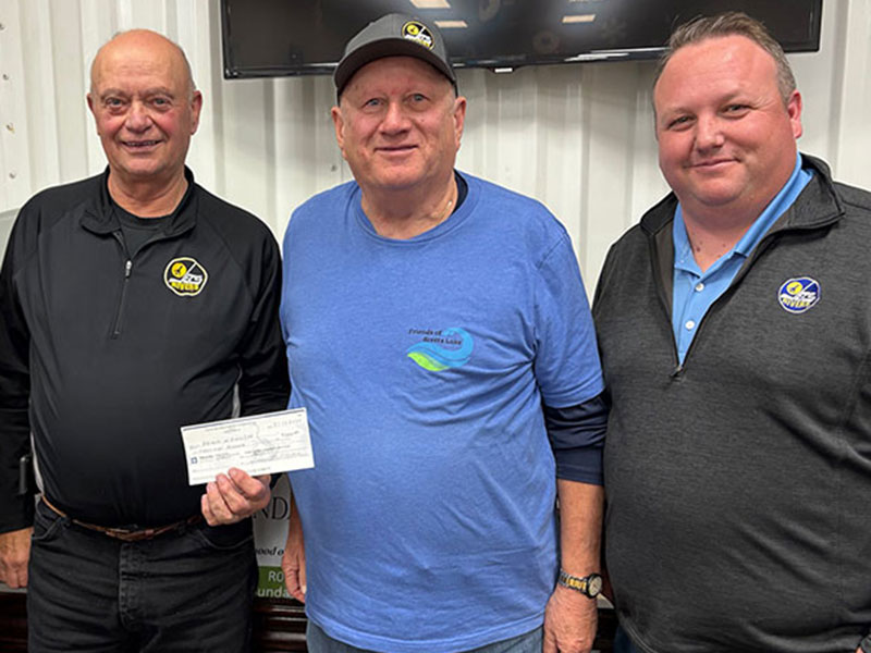 RACF presents their 2024 grant to the Friends of Rivers Lake. L-R: Charley Beever, Rod Veitch (Director), Dave Falkevitch, and Aaron Tycoles (Director)